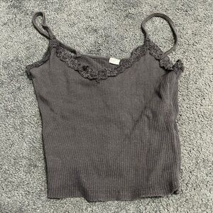 Garage Charcoal Lace Trim Camisole